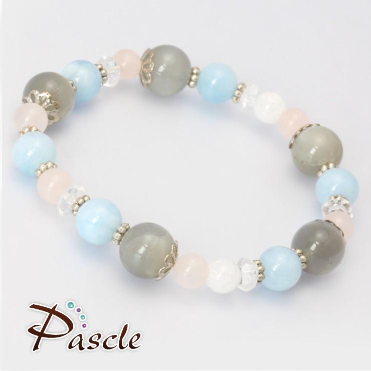 グレームーンストーン・アクアマリン デザインブレスレット |  | 01