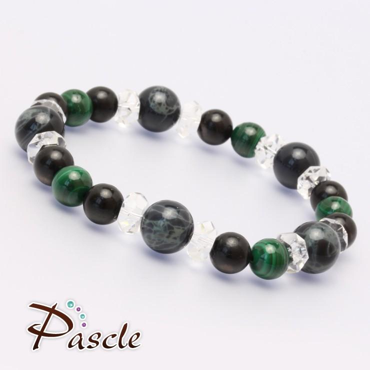 スパイダーウェブオブシディアン・マラカイト デザインブレスレット |  | 01
