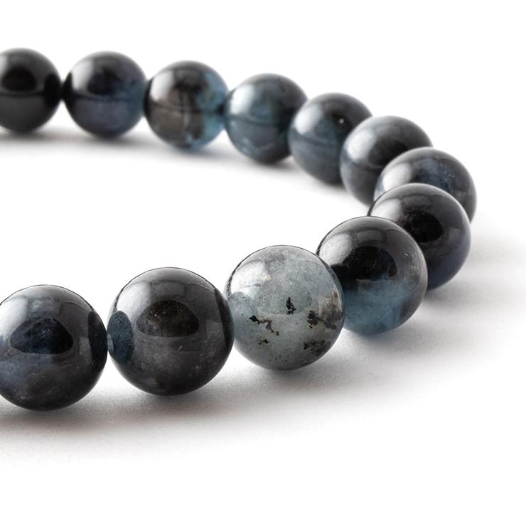 一点もの】ブラックスターアクアマリン8mm シンプルブレスレット【鑑別 
