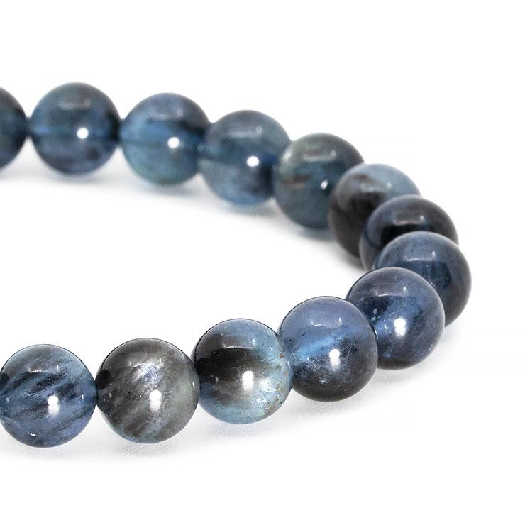 一点もの】ブラックスターアクアマリン8mm シンプルブレスレット【鑑別 