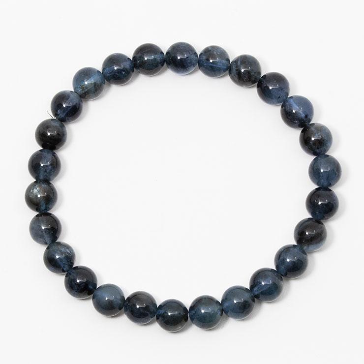一点もの】ブラックスターアクアマリン8mm シンプルブレスレット【鑑別 