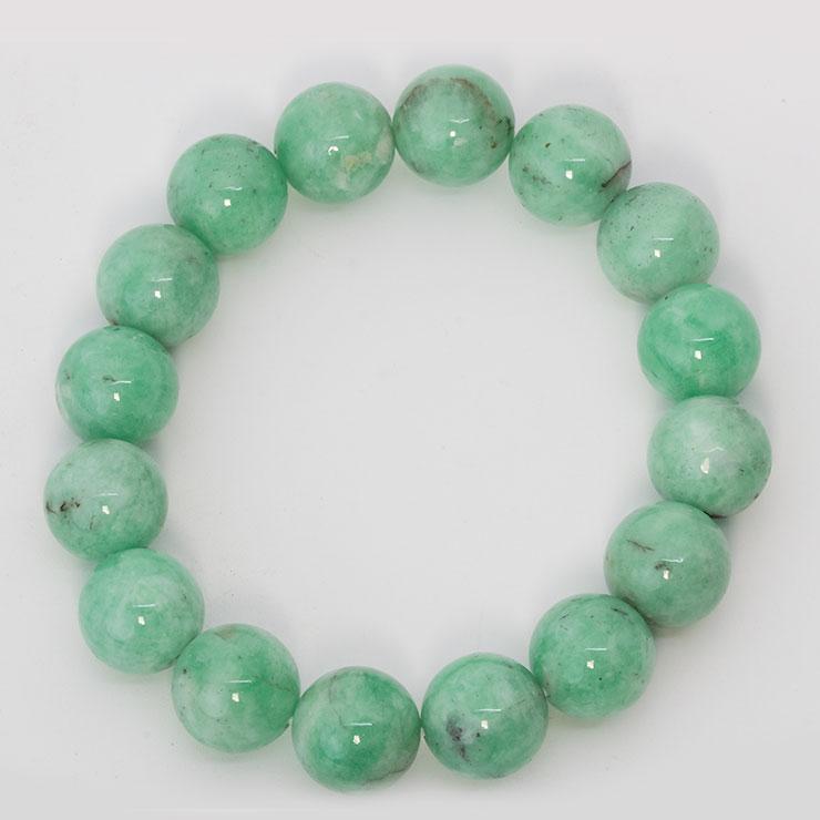 【一点もの】アグリゲート・グリーンベリル13mm シンプルブレスレット【鑑別書付き】 |  | 02