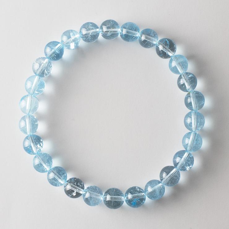 【一点もの】ブルートパーズ8mm シンプルブレスレット【鑑別書付き】 パワーストーン/天然石/ギフト |  | 02