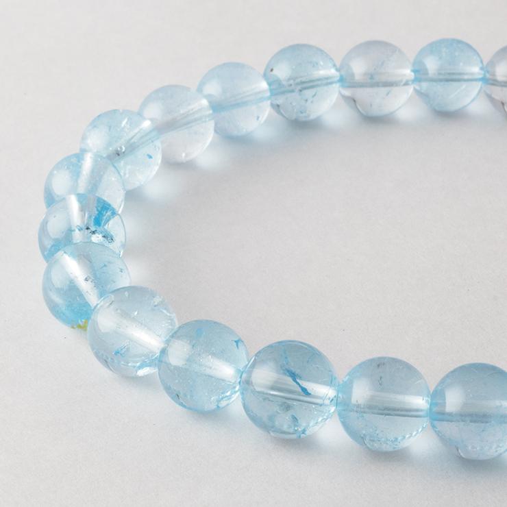 【一点もの】ブルートパーズ8mm シンプルブレスレット【鑑別書付き】 パワーストーン/天然石/ギフト |  | 03