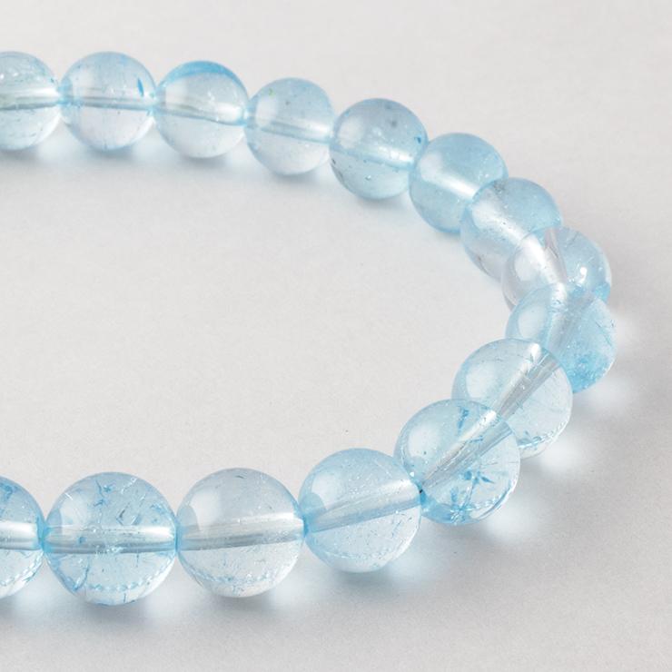 【一点もの】ブルートパーズ8mm シンプルブレスレット【鑑別書付き】 パワーストーン/天然石/ギフト |  | 05