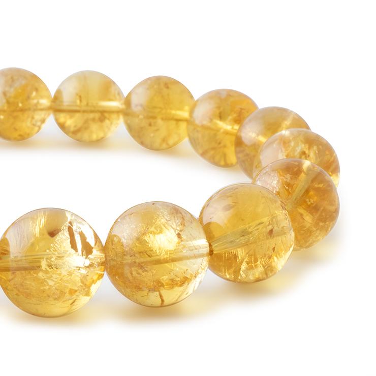 一点もの】シトリン12mm シンプルブレスレット【鑑別書付き  