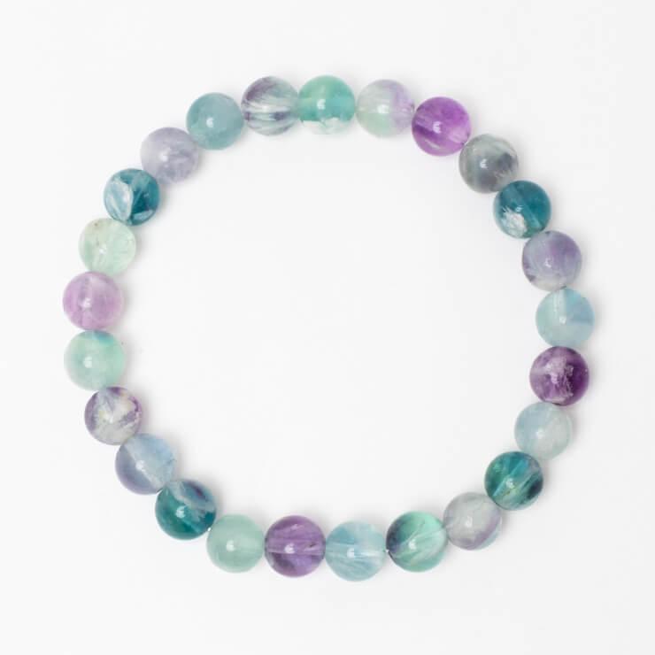 白い羽根状の神秘【一点もの】エンジェルフェザーフローライト8mm シンプルブレスレット |  | 02