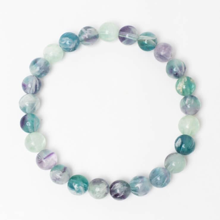 白い羽根状の神秘【一点もの】エンジェルフェザーフローライト8mm シンプルブレスレット |  | 02