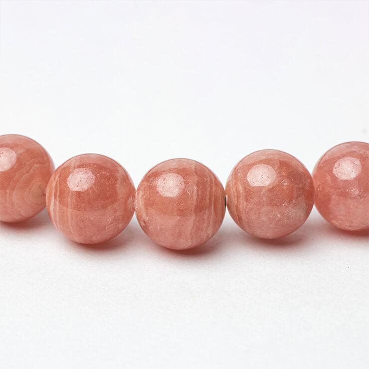 一点もの】インカローズ（縞あり）8mm シンプルブレスレット【鑑別書 