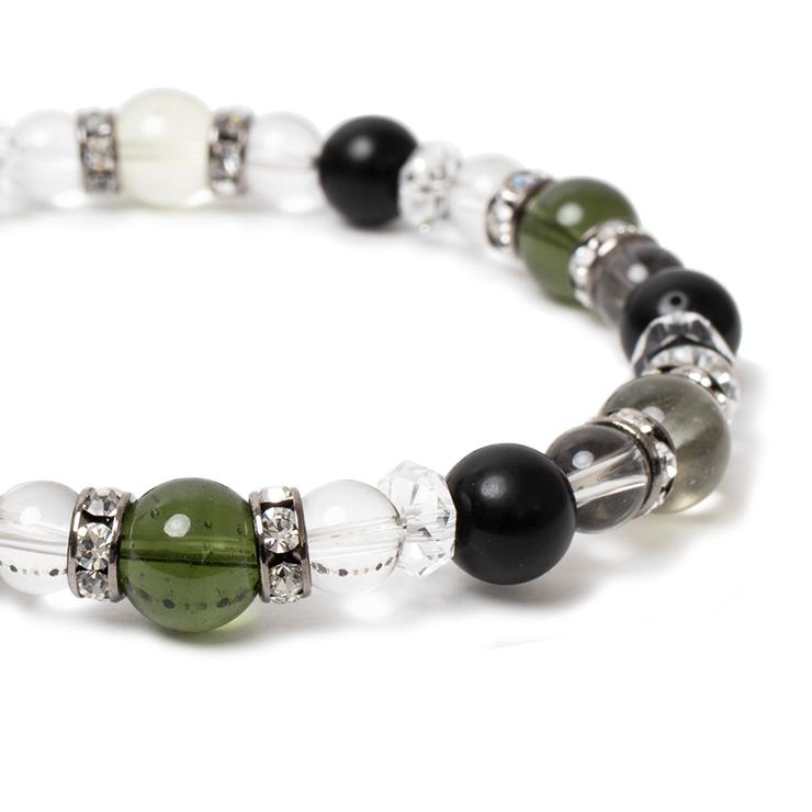 隕石が生み出した天然ガラス【一点もの】宇宙石 デザインブレスレット | 