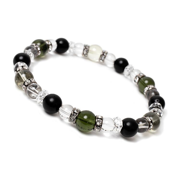 隕石が生み出した天然ガラス【一点もの】宇宙石 デザインブレスレット |  | 01