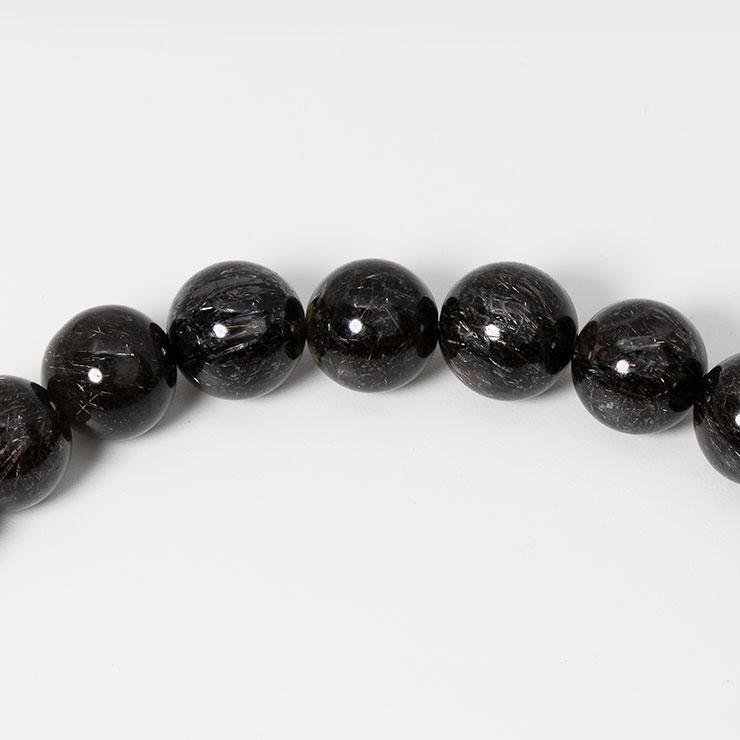 一点もの】ブラックルチルクォーツ8mm シンプルブレスレット【鑑別書