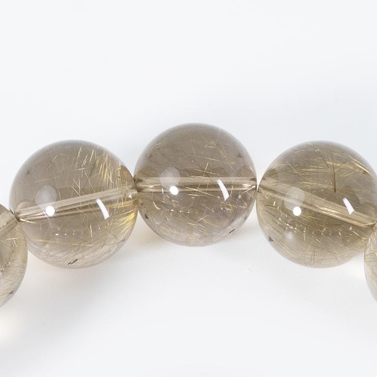 一点もの】スモーキールチルクォーツ14mm シンプルブレスレット 
