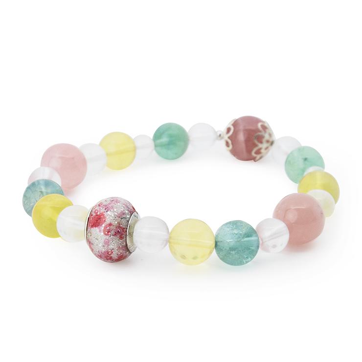 【一点もの】ベネチアンビーズ・ディープローズクォーツ デザインブレスレット | 