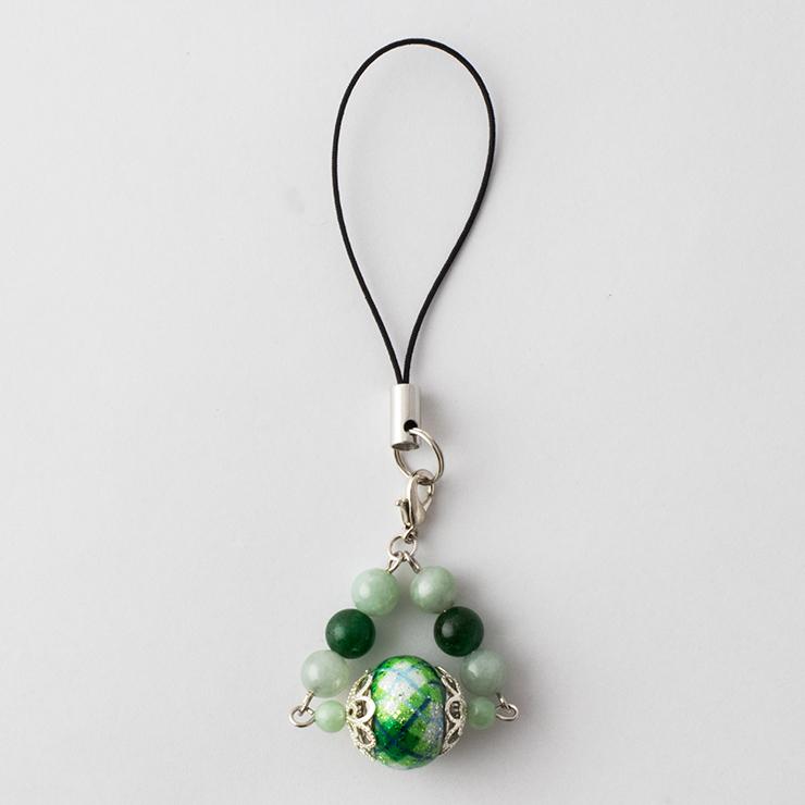 【一点もの】ベネチアンビーズ・翡翠 デザインストラップ |  | 02