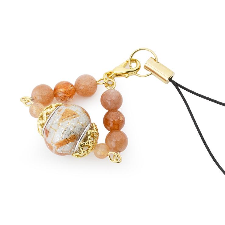 【一点もの】ベネチアンビーズ・サンストーン デザインストラップ | 