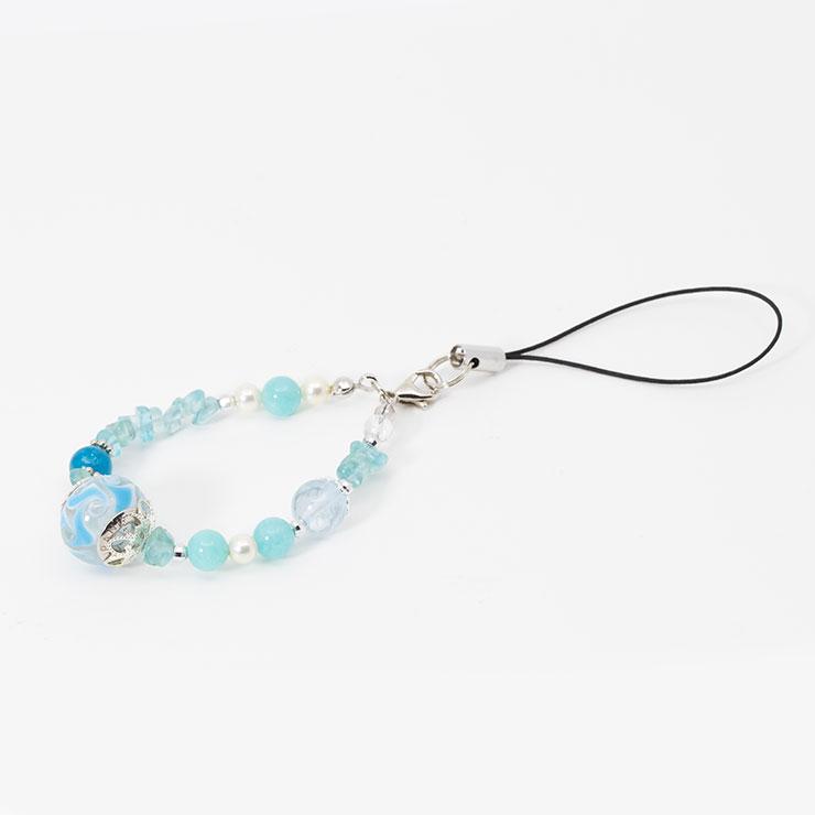 【一点もの】ベネチアンビーズ・ブルートパーズ デザインストラップ |  | 02