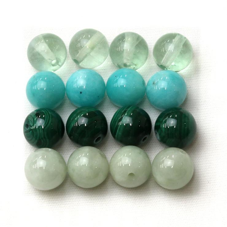 【パック】グリーンカラー天然石セット 8mm（4カラー各4粒） | 