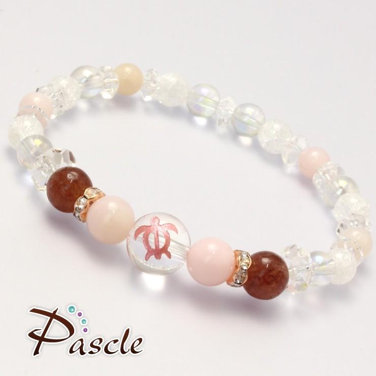 ホヌ(海亀) デザインブレスレット ピンクオパール・モスコバイト |  | 01
