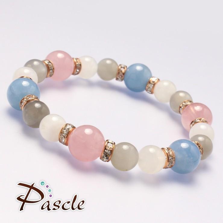 ディープローズクォーツ・アクアマリン デザインブレスレット |  | 01