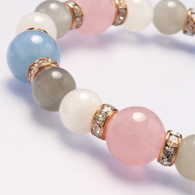 ディープローズクォーツ・アクアマリン デザインブレスレット |  | 02