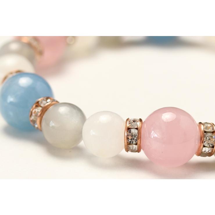 ディープローズクォーツ・アクアマリン デザインブレスレット |  | 04