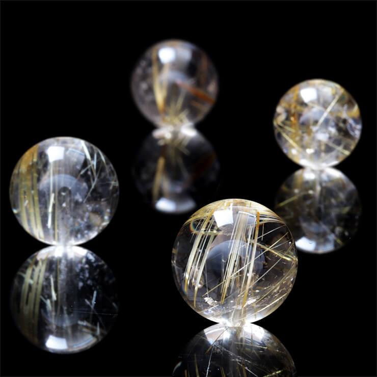 粒売り/バラ売り】ゴールドルチルクォーツ（クリア） 10mm : パスクル