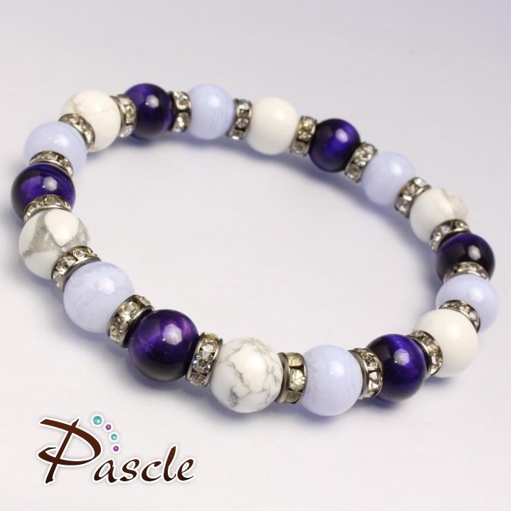 パープルタイガーアイ・ハウライト デザインブレスレット |  | 01