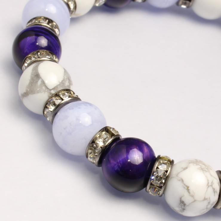 パープルタイガーアイ・ハウライト デザインブレスレット |  | 02