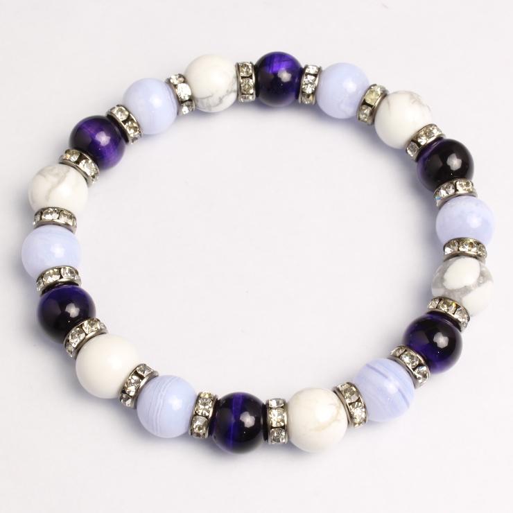 パープルタイガーアイ・ハウライト デザインブレスレット |  | 03