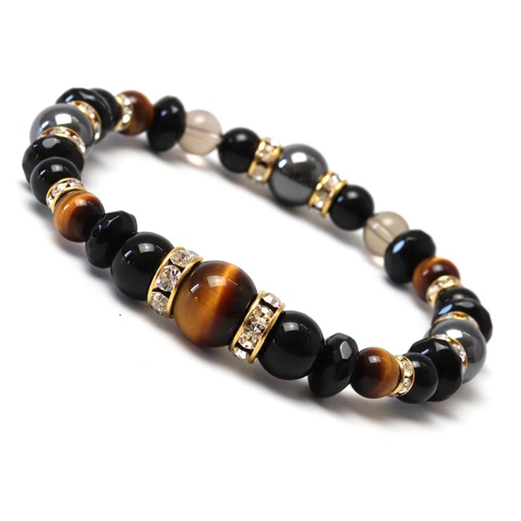 イエロータイガーアイ・ブラックオニキス デザインブレスレット | 