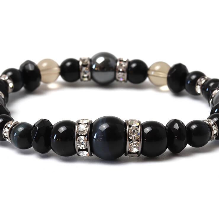 ブルータイガーアイ・ブラックオニキス デザインブレスレット |  | 02