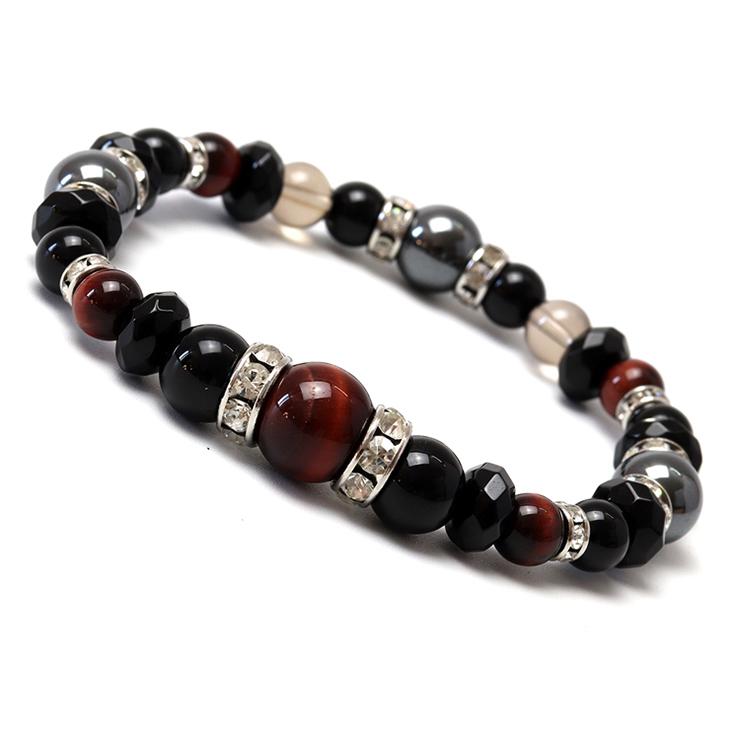 レッドタイガーアイ・ブラックオニキス デザインブレスレット | 