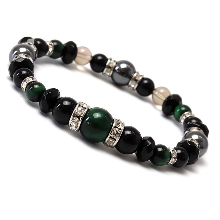グリーンタイガーアイ・ブラックオニキス デザインブレスレット | 