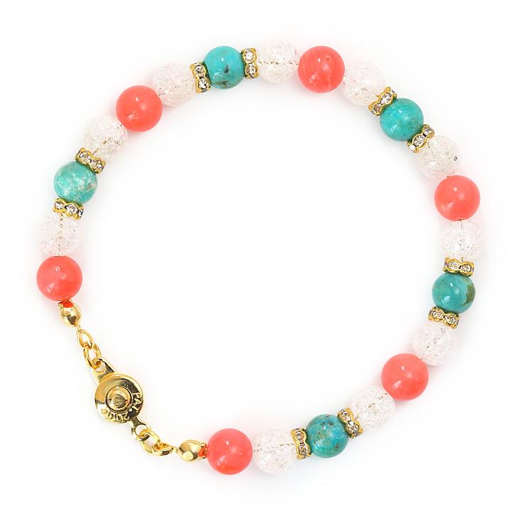 ターコイズ・ピンクコーラル デザインブレスレット |  | 03