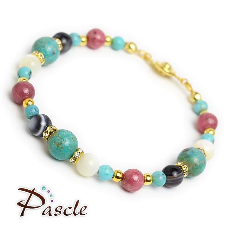 ターコイズ・マザーオブパール デザインブレスレット |  | 01