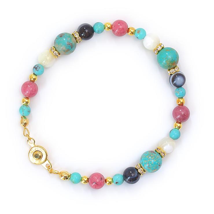 ターコイズ・マザーオブパール デザインブレスレット |  | 03