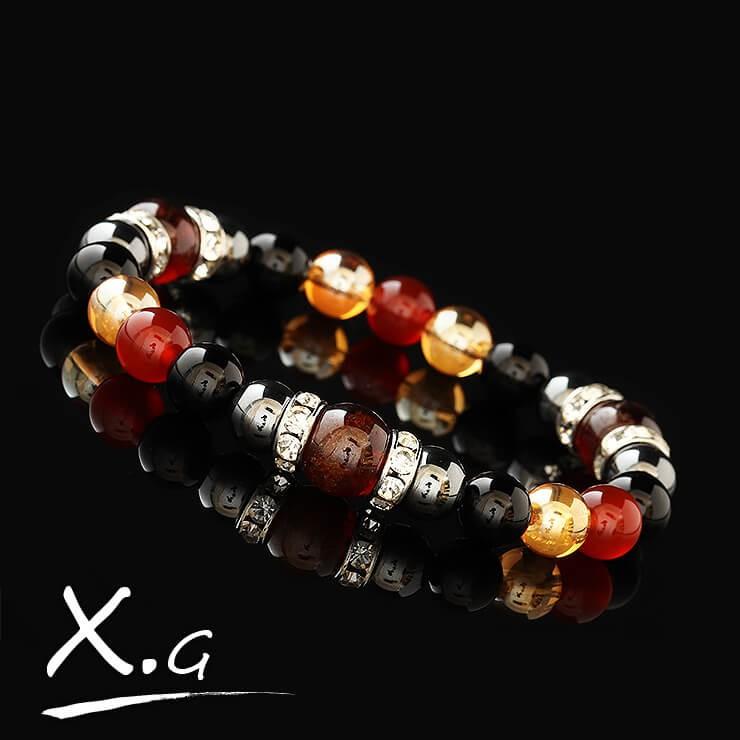 X.G】オレンジガーネット・カーネリアン メンズブレスレット