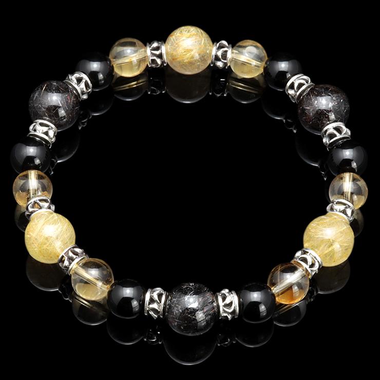 X.G】ブラックルチルクォーツ・ゴールドルチルクォーツ10mm X.G】ブラックルチルクォーツ・ゴールドルチルクォーツ10mm