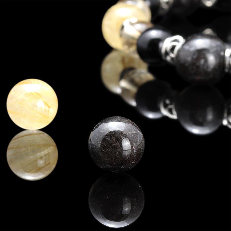 X.G】ブラックルチルクォーツ・ゴールドルチルクォーツ10mm X.G】ブラックルチルクォーツ・ゴールドルチルクォーツ10mm