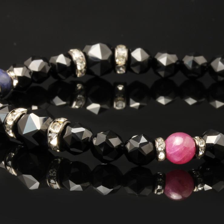 X.G】ブラックスピネルブレスレット ルビー・サファイア・エメラルド