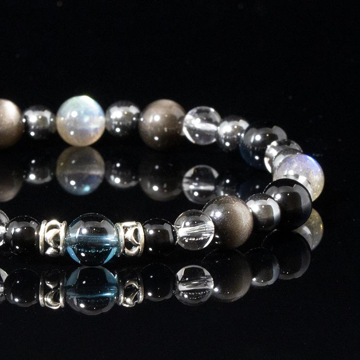 ロンドンブルートパーズ×レインボームーンストーン】澄んだ輝き