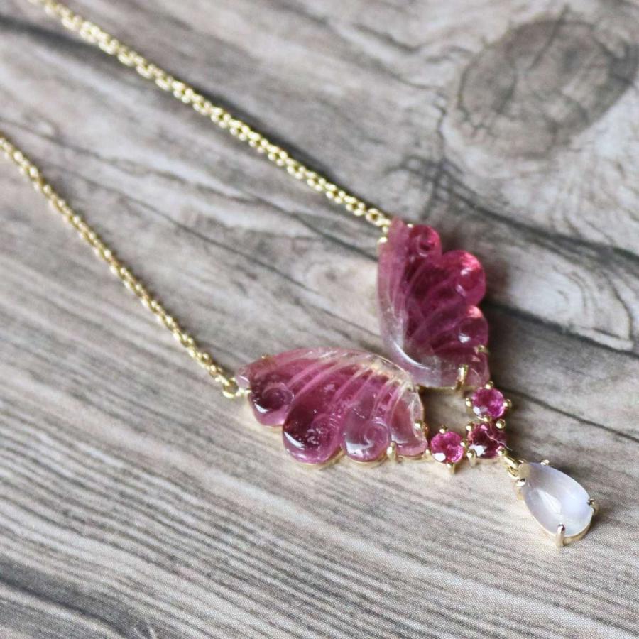 超特盛ミラクルプライス ウォーターメロン トルマリン バタフライ 18k ネックレス ペンダント 【WSO1683485233】(60509円)