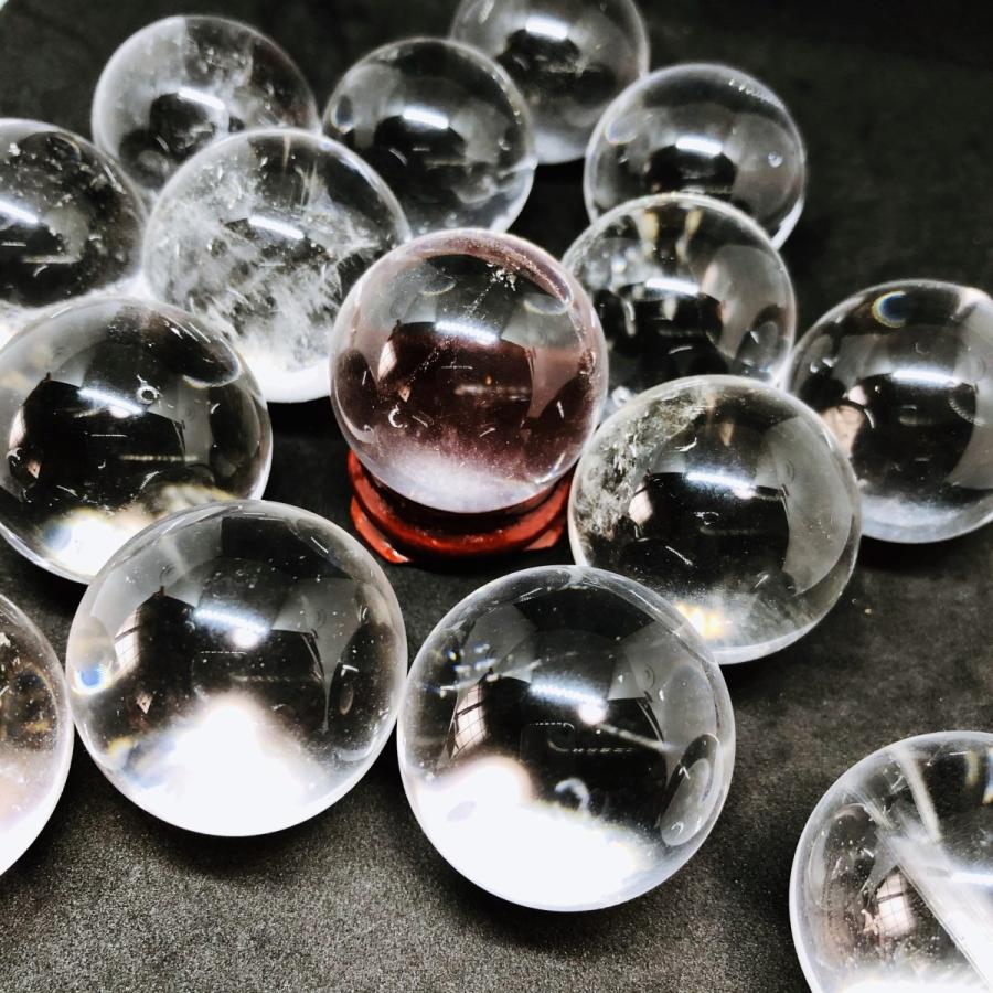 水晶 クオーツ スフィア 丸玉 台座付き 32mm 天然石 パワーストーン 