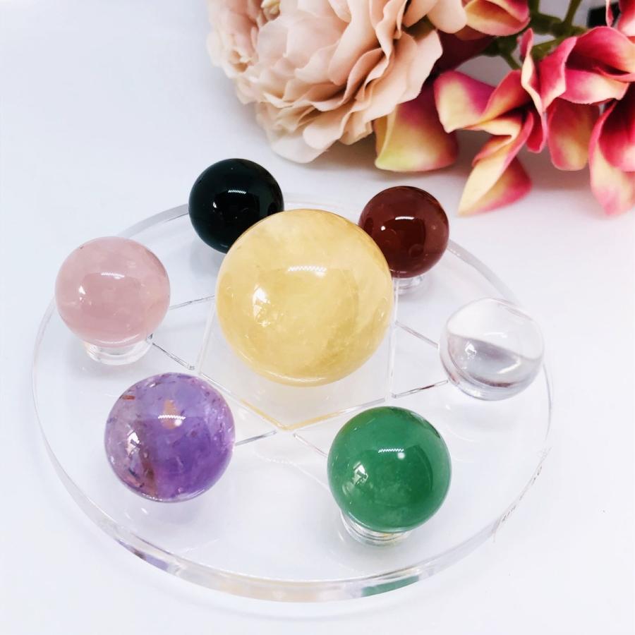 天然石 チャクラ 7種 七星陣 セット 丸玉 パワーストーン 置物
