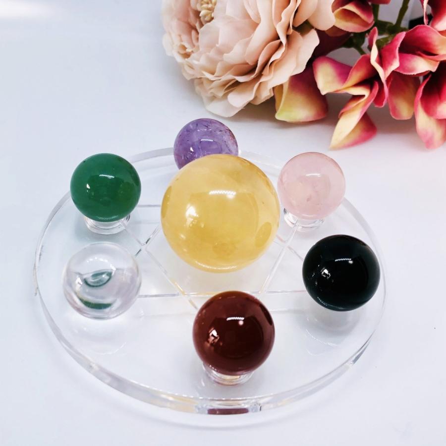 天然石 チャクラ 7種 七星陣 セット 丸玉 パワーストーン 置物