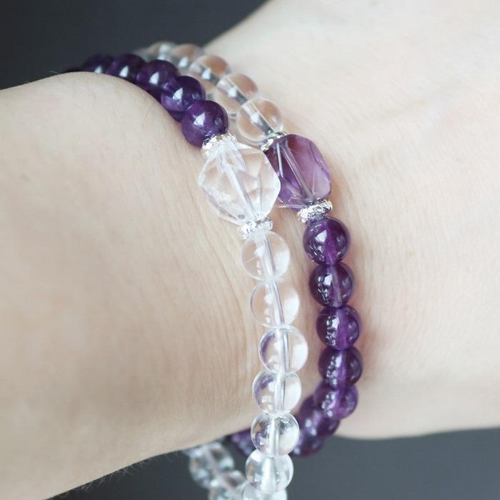 アメジスト 水晶 オリジナル ブレスレット 1本 紫水晶 天然石