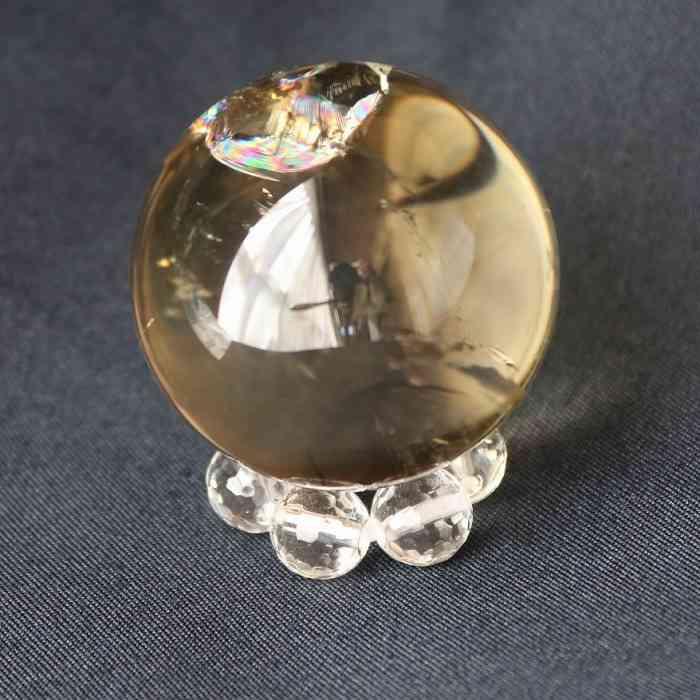 シトリン アイリス クォーツ スフィア 34mm 丸玉 天然石 天然黄水晶 虹