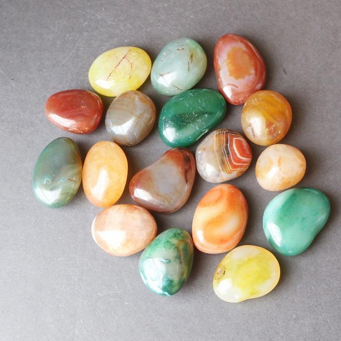 カラフル アゲート タンブル 100gセット メノウ 瑪瑙 天然石 植物