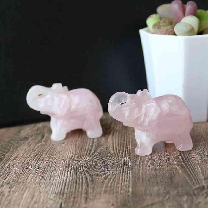 ローズクォーツ 天然石 象 1つ 幸運 浄化 インテリア プレゼント  